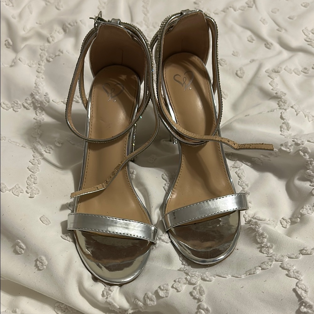 Silver Strappy Women's Heels